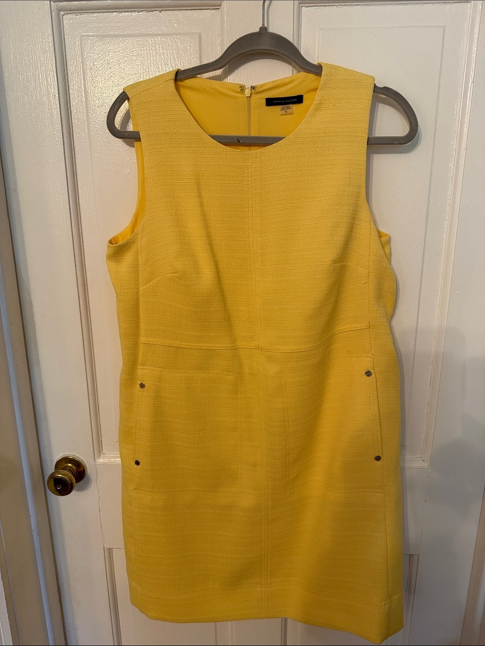 Tommy Hilfiger Yellow Sleeveless Shift Dress with Stud Details